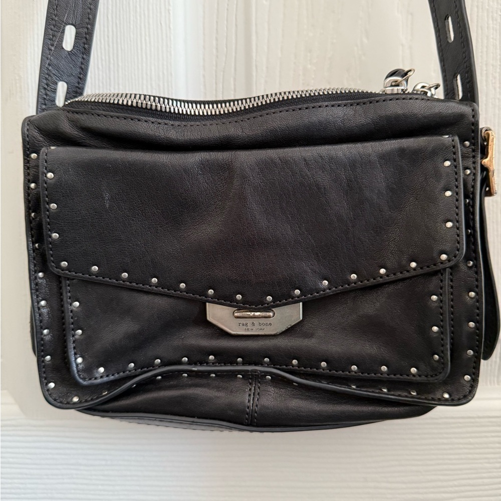 Rag & Bone Black Studded Leather Crossbody Bag